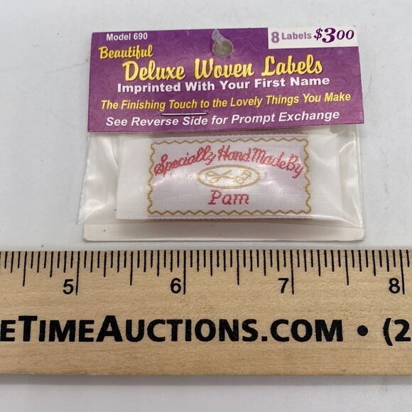 🎉FREE WITH PURCHASE🎉 Vintage Woven Sewing Personalized Labels Pam - Picture 3 of 3